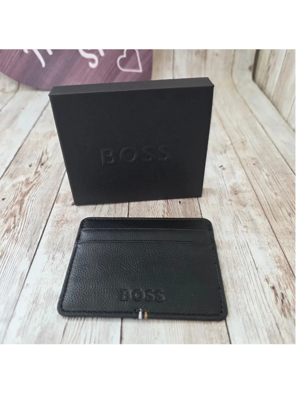 Men's BOSS Black Leather Card Holder NWOT